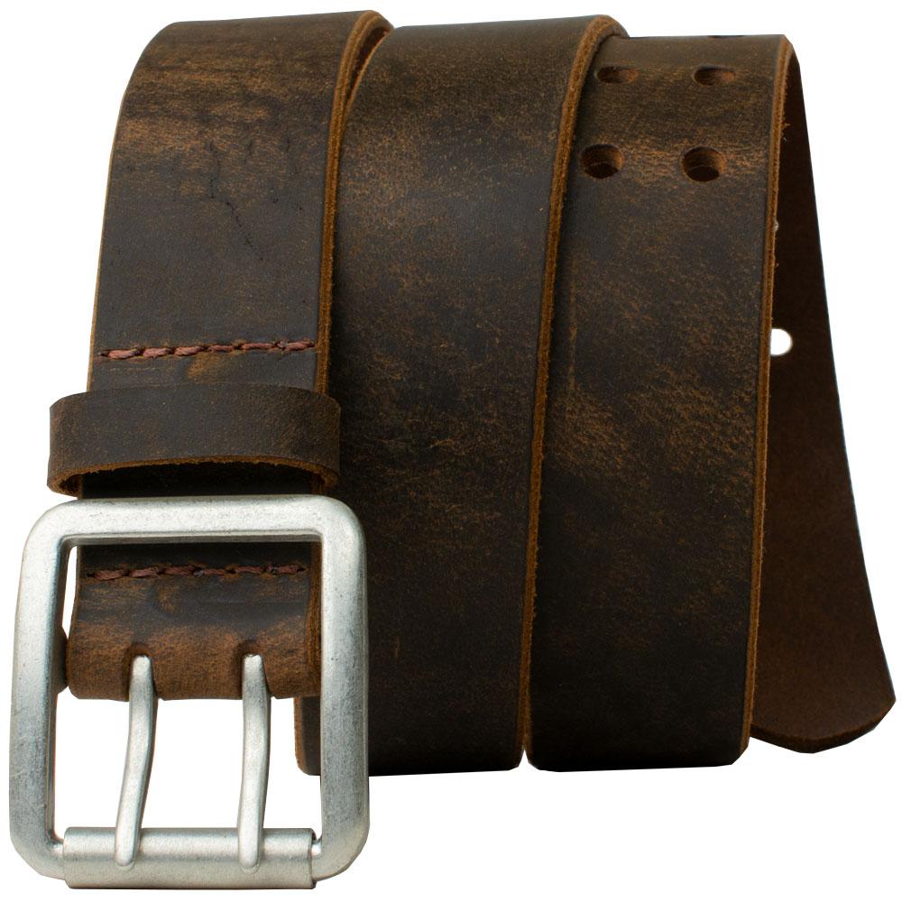 Ridgeline Trail Distressed Leather Belt (Brown) by Nickel Smart® | distressed leather, nickel free