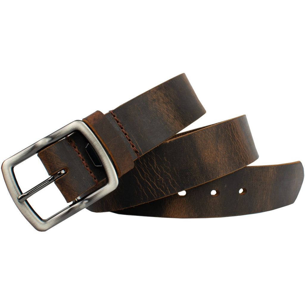 Rocky River Distressed Brown Belt by Nickel Smart® | distressed leather, brown, nickel free