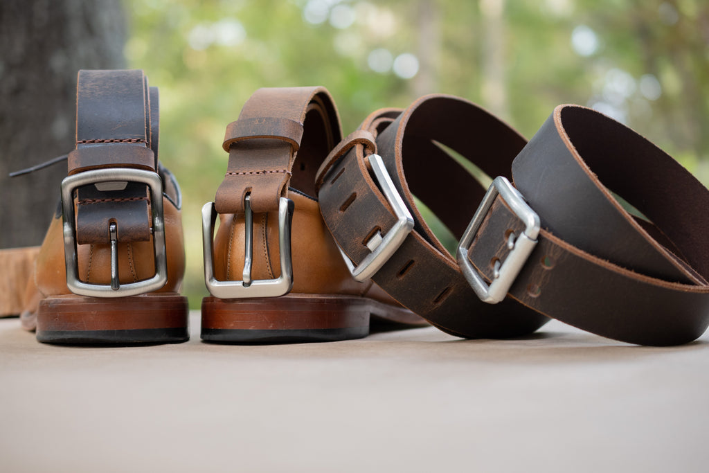 Distressed Brown Leather Belts with nickel Free Buckles by Nickel Smart