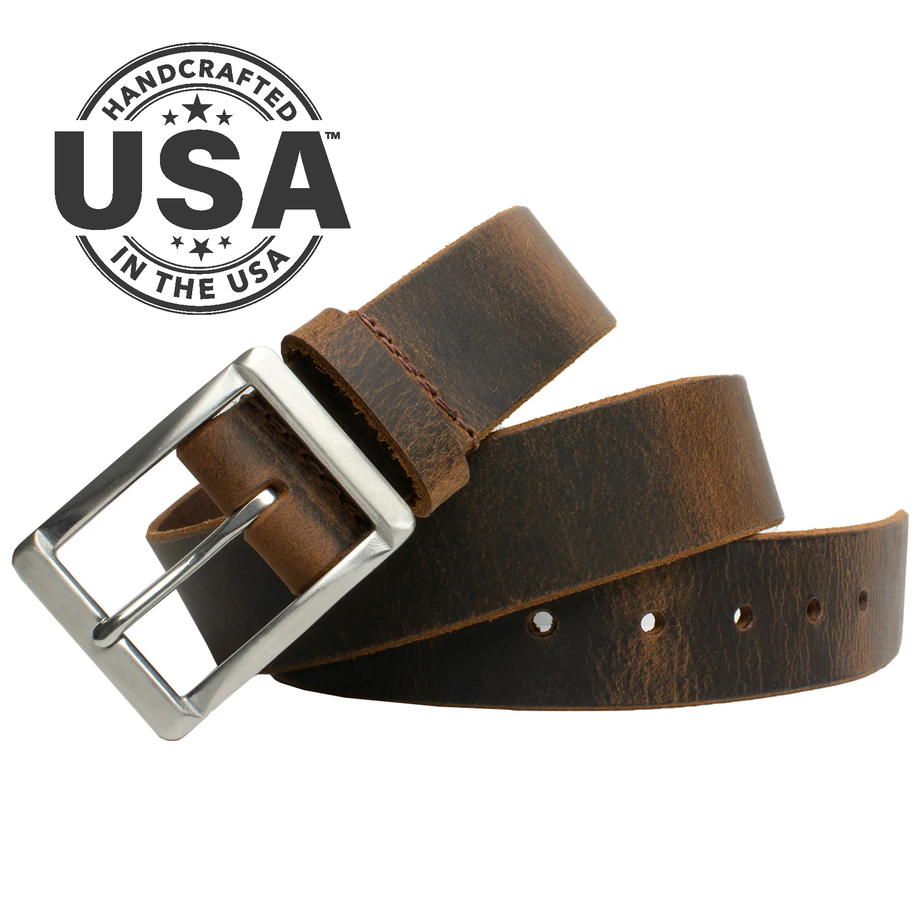 Site Manager Distressed Brown Leather Work Belt | Heavy Duty display picture 1