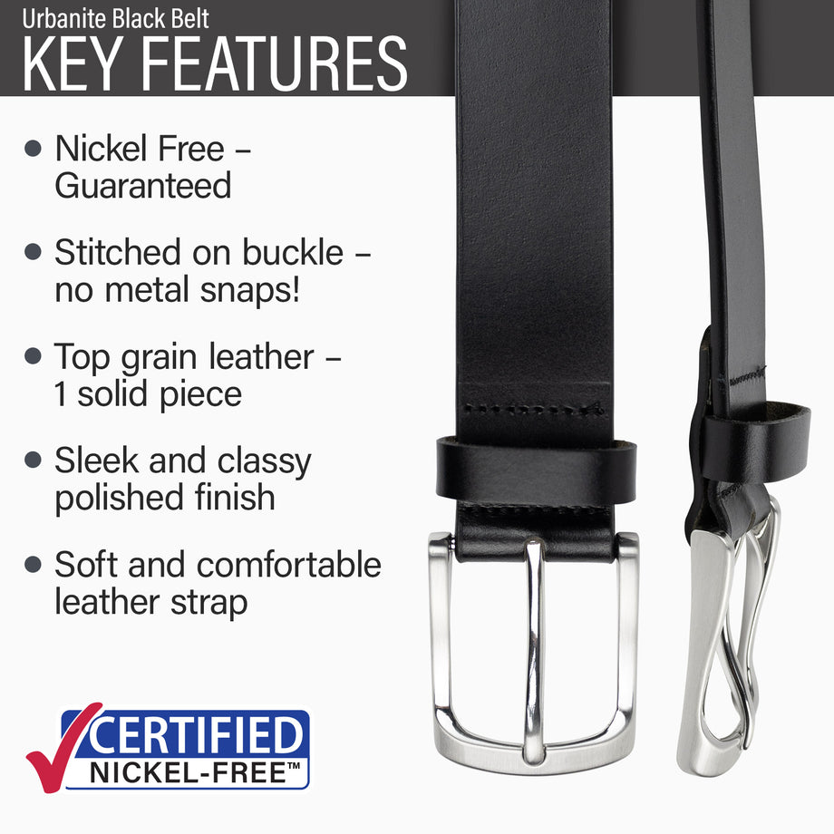 Urbanite Black Belt | Real Leather & Low Profile