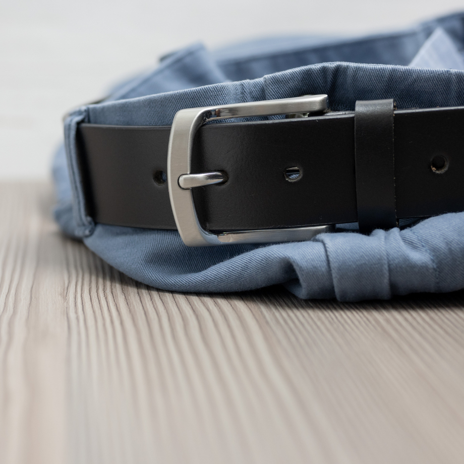 Urbanite Black Belt | Real Leather & Low Profile