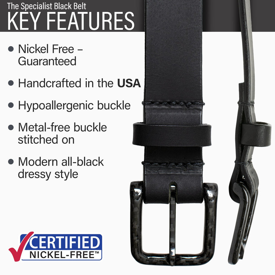 The Specialist Black Dress Belt by Nickel Smart®