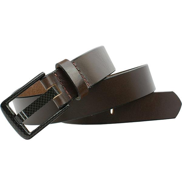 Wide Pin Brown Belt by Nickel Smart -  no metal, airport friendly, black curved carbon fiber buckle