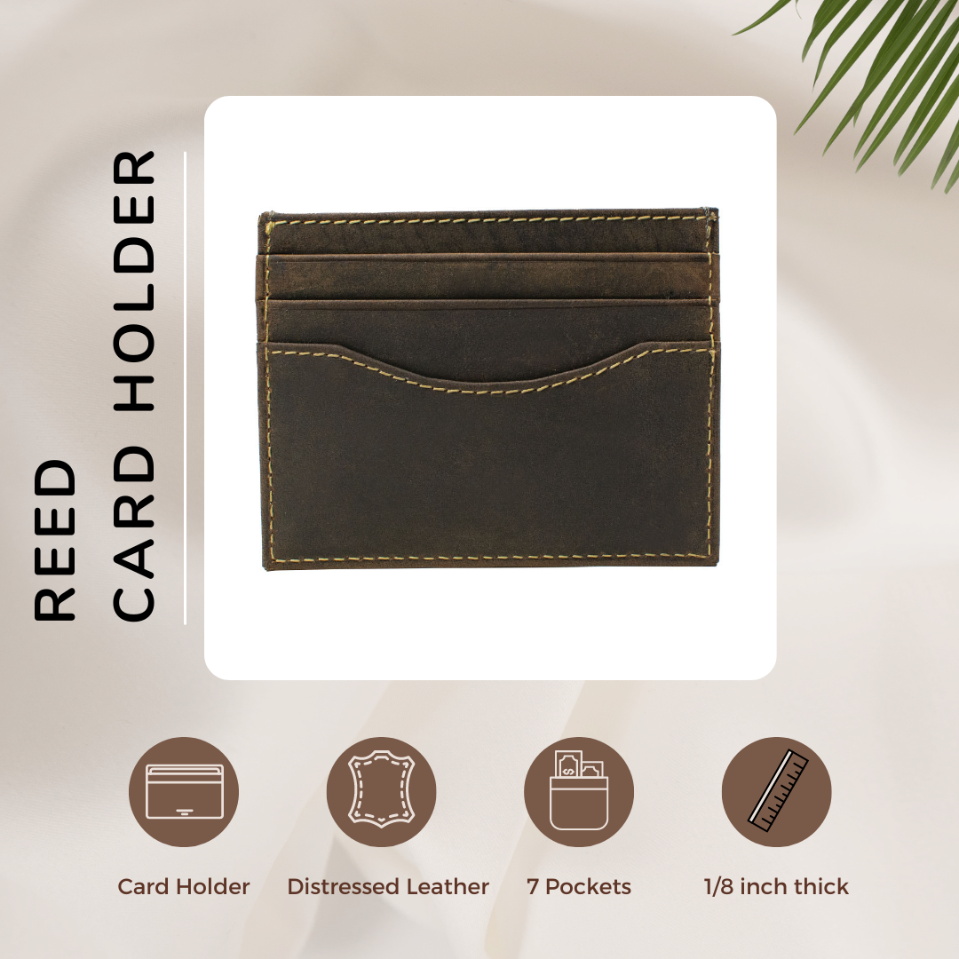 Reed Distressed Leather Card Holder Wallet by Nickel Smart Reed Distressed Leather Card Holder Wallet by Nickel Smart