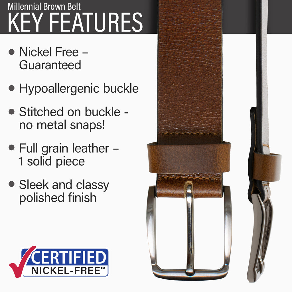 Key features: Stitched on hypoallergenic and nickel-free buckle, full grain leather, polished finish
