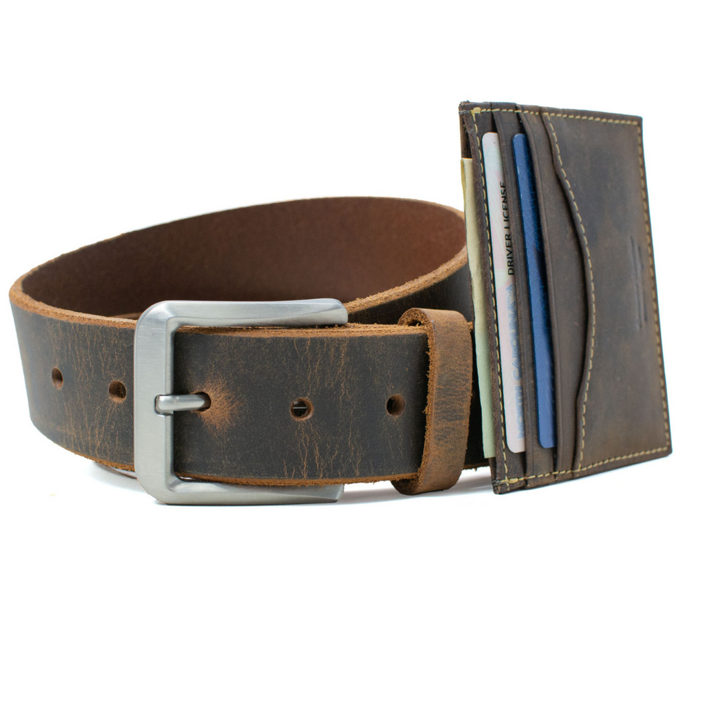 Titanium Wide Pin Brown Leather Belt by Nickel Smart®