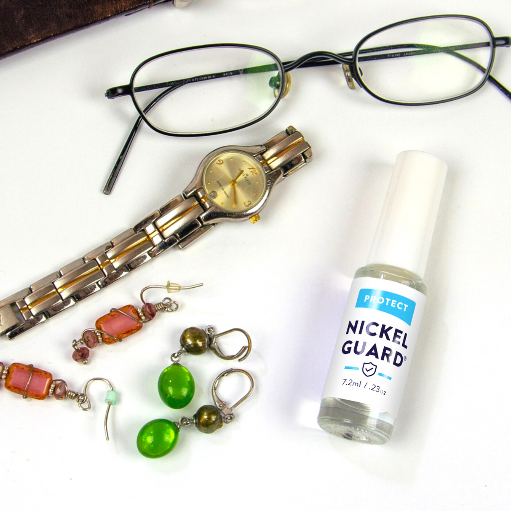 Avoid contact with nickel in glasses, watches and earrings using Nickel Guard.