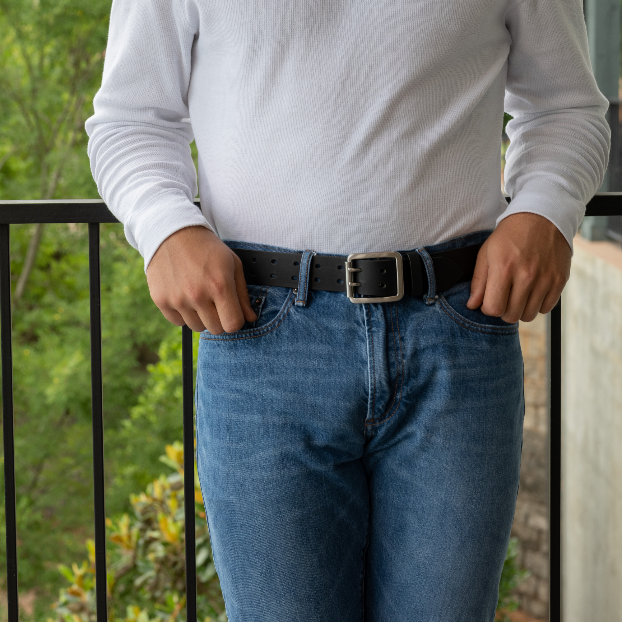 Black belt blue jeans deals