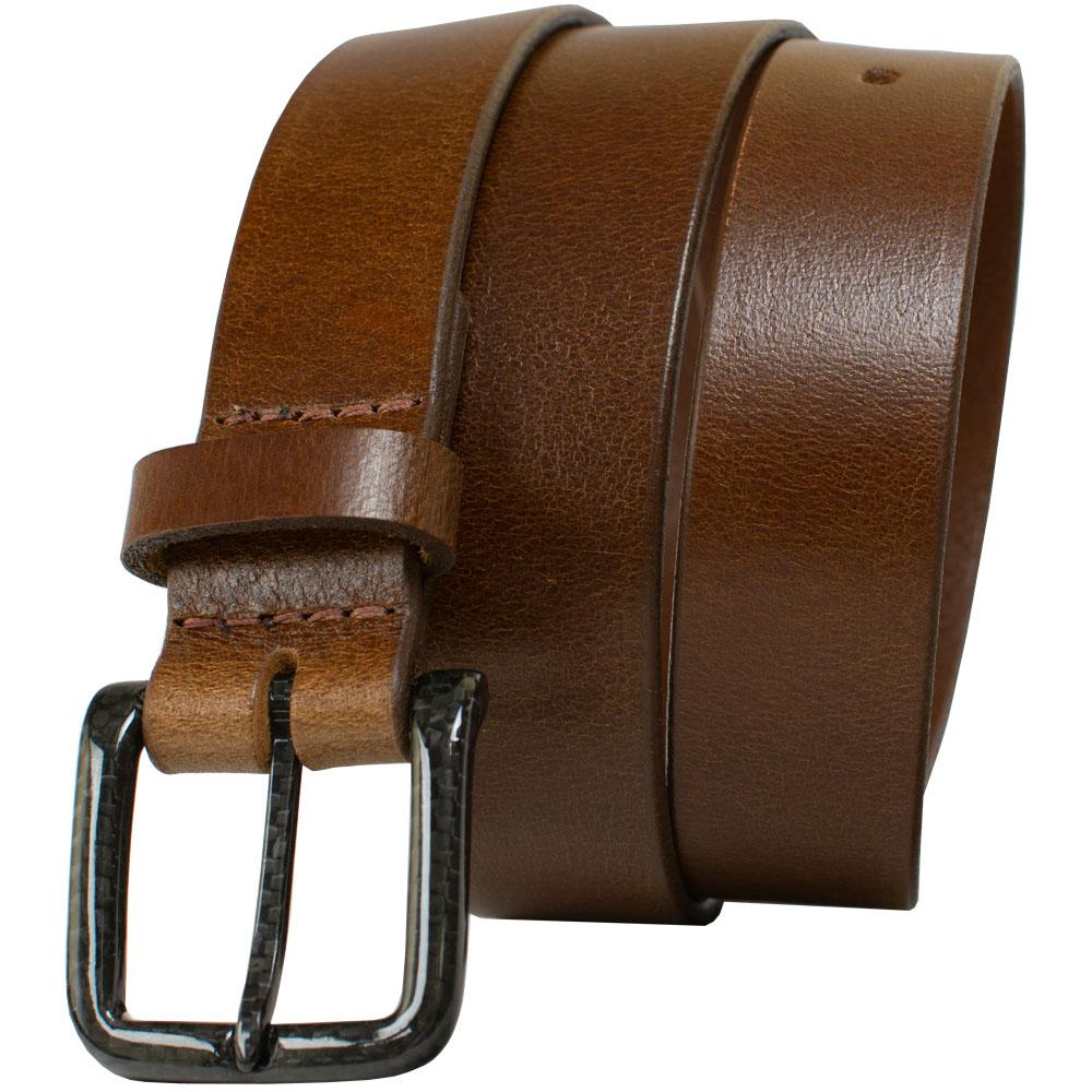 The Specialist Brown Belt by Nickel Smart® | carbon fiber, full grain leather