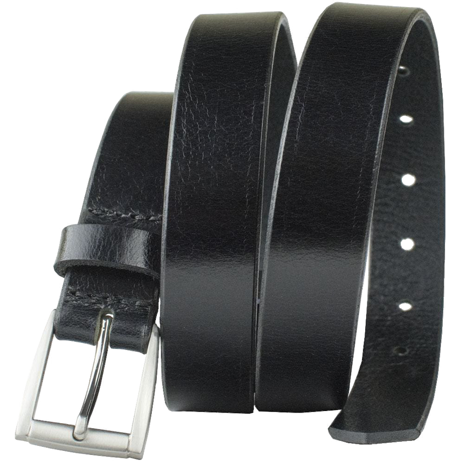 Ladies black leather 2025 belt with silver buckle