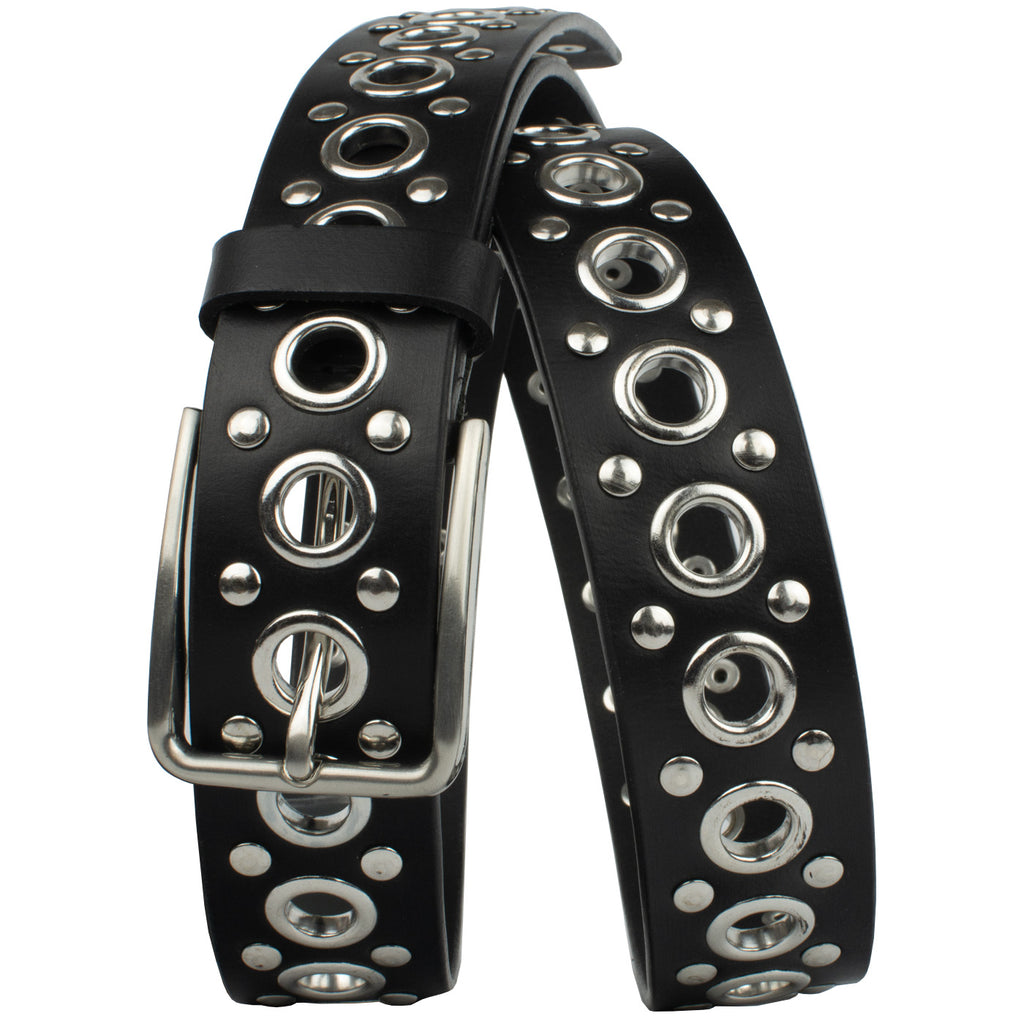 Black Studded Belt V.3. Black womens belt, black mens belt, bold style. Full grain leather strap.