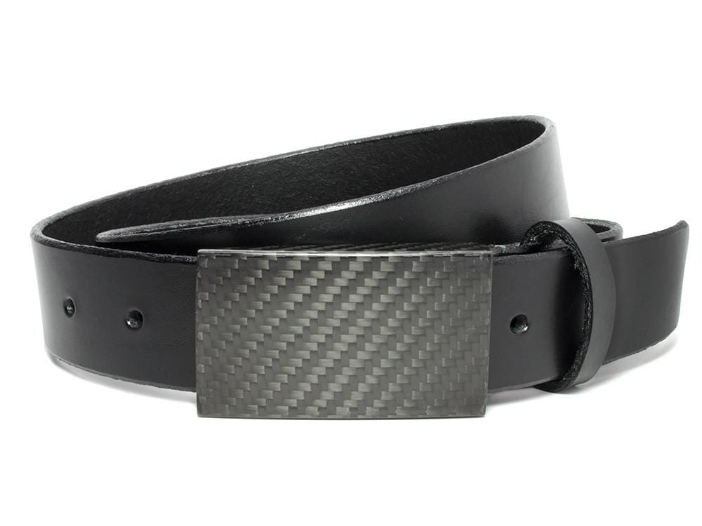CF 2.0 Black Belt by Nickel Smart® | carbon fiber hook buckle, nickel free, full grain leather