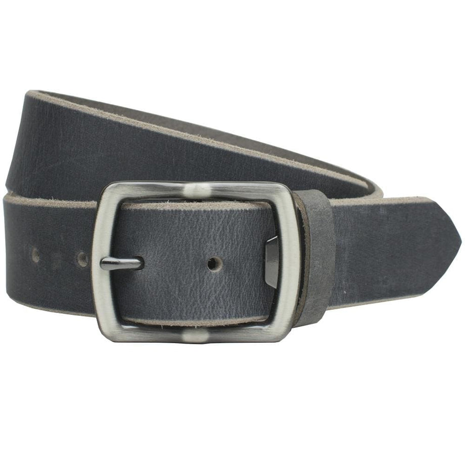 Cold Mountain Gray Distressed Leather Belt | Hypoallergenic & Durable