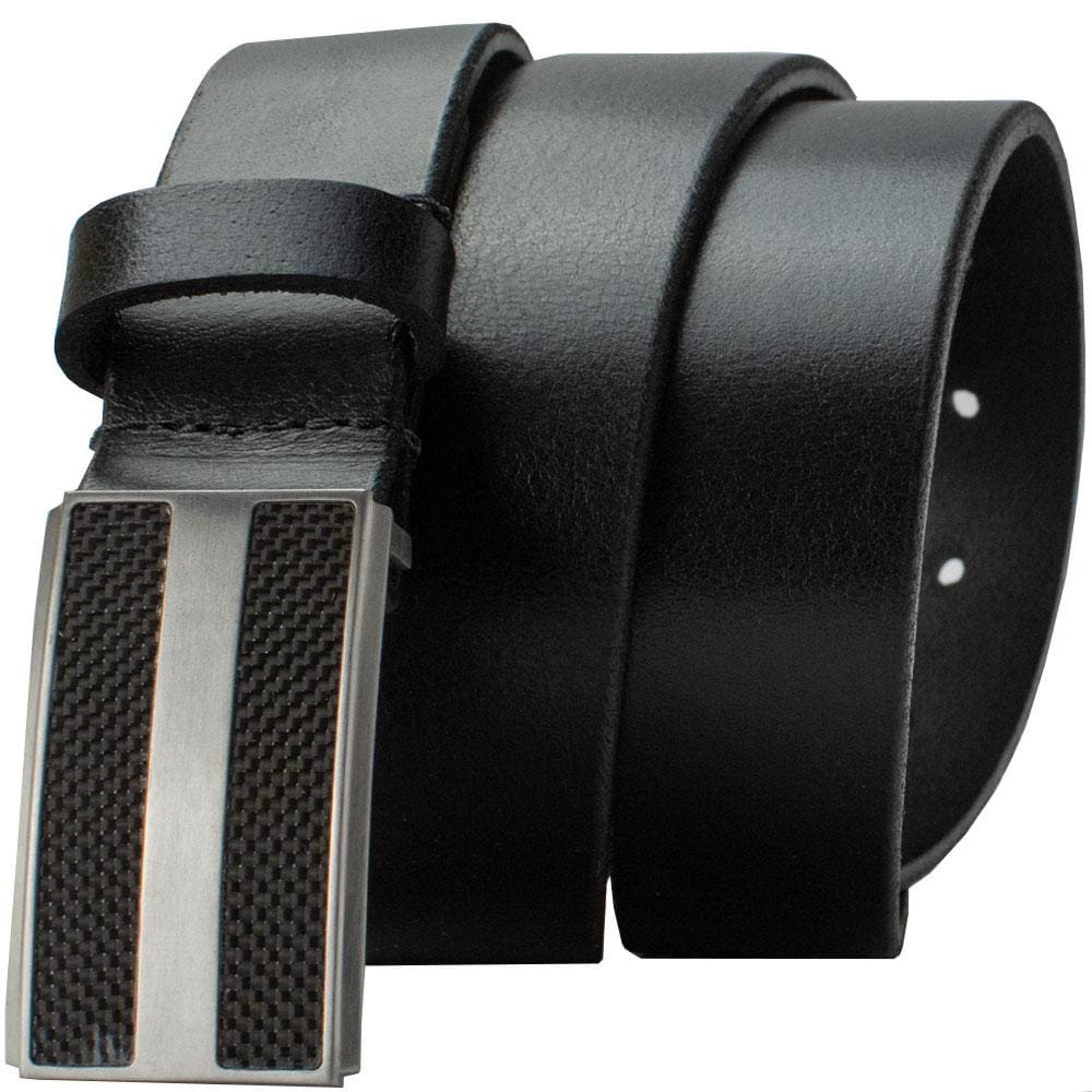 Genuine Leather Belt with Titanium/Carbon Fiber Buckle by Nickel Smart® | nickel-free, full grain leather