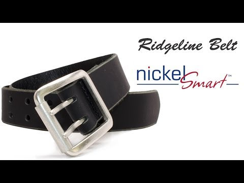 Ridgeline Trail Heavy Duty Black Leather Belt by Nickel Smart®