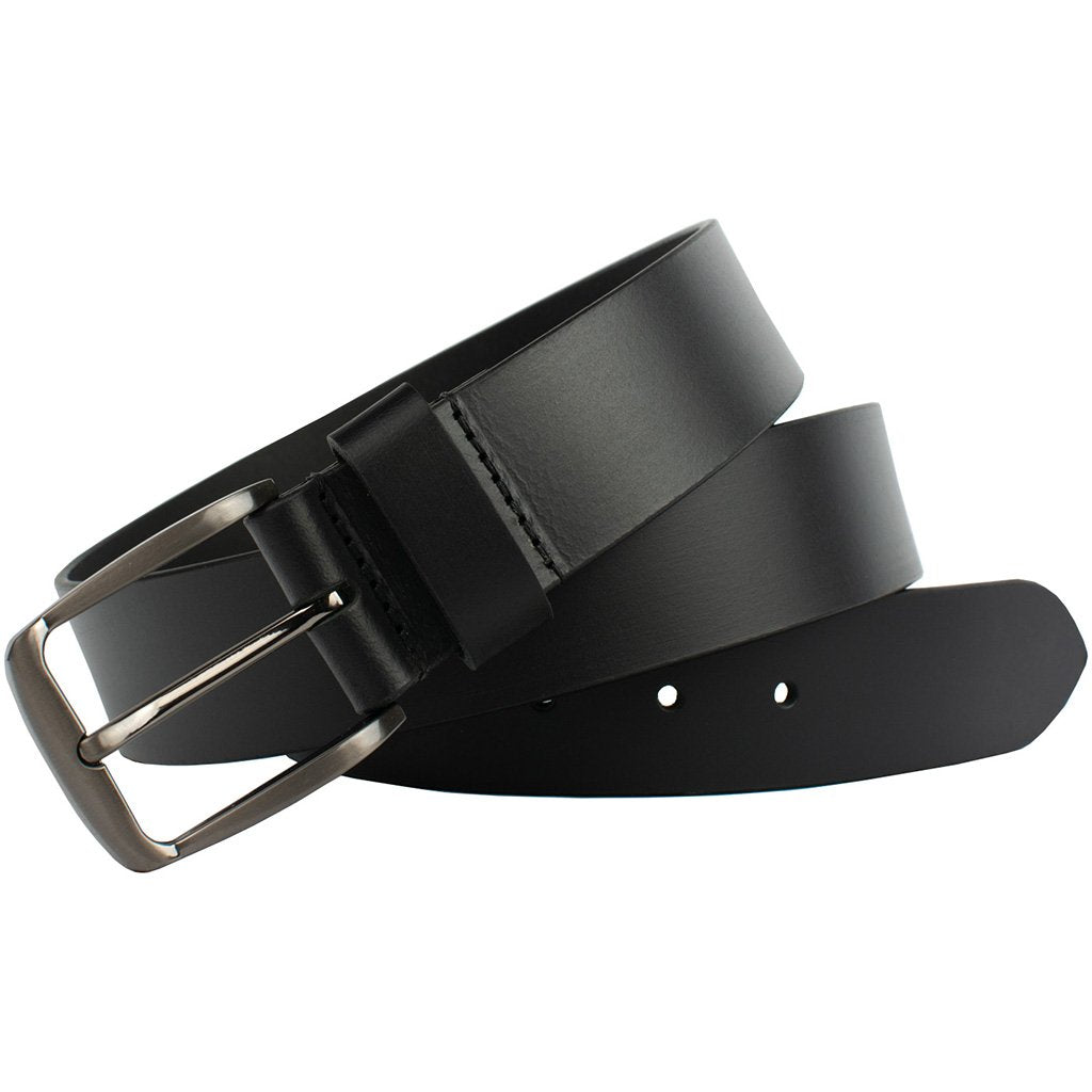 Millennial Black Belt by Nickel Zero, Black genuine leather belt, sleek belt buckle, nickel free