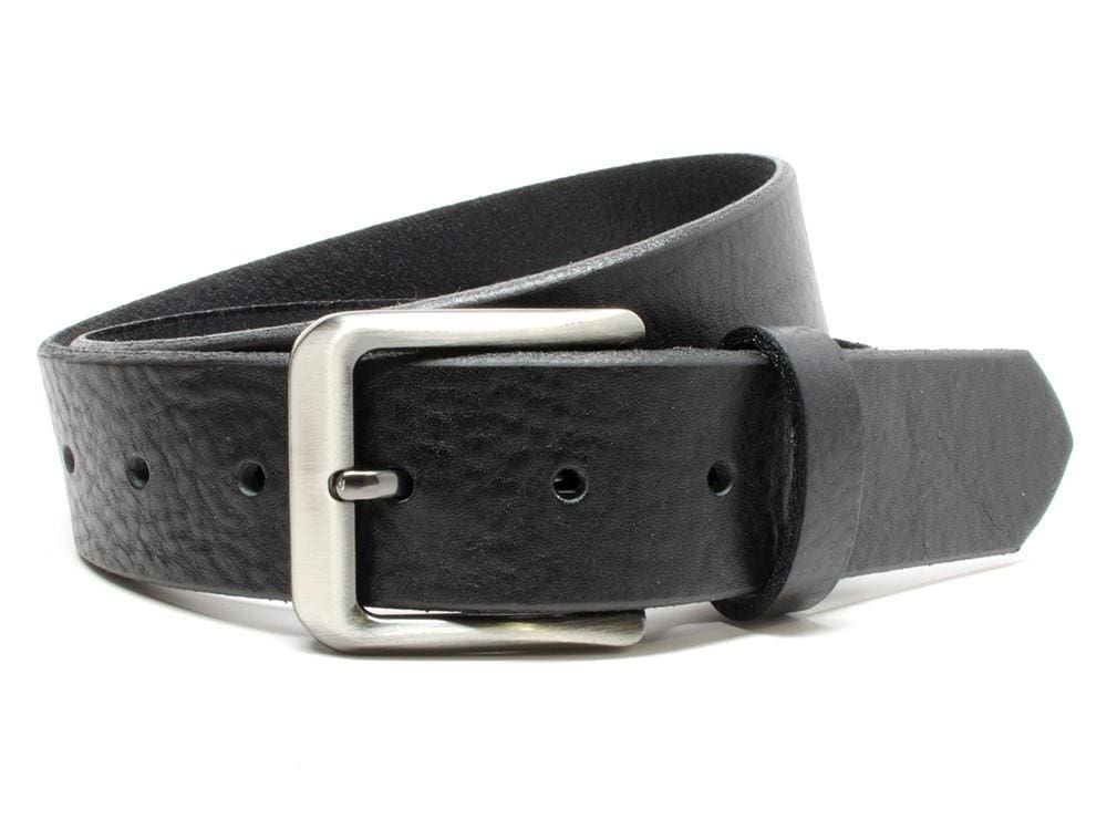 New River Black Belt by Nickel Smart® | rippled leather, hypoallergenic
