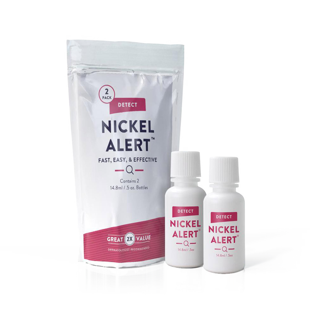 2 bottles of Nickel Alert will test over 400 items.  | nickel spot test solution,  detect nickel in metal within seconds. Made in USA 