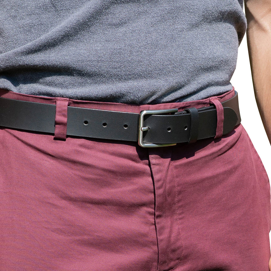 Slick City Black Belt | Leather Dress Belt | Nickel Free Buckle Slick City Black Belt | Leather Dress Belt | Nickel Free Buckle