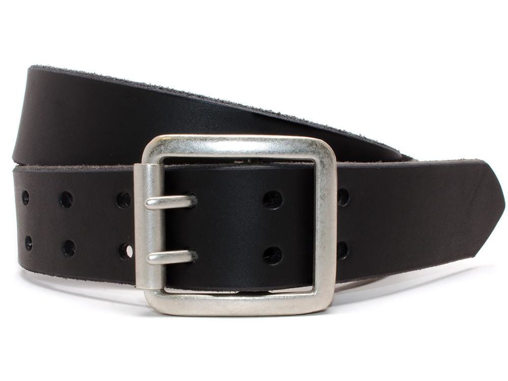 Ridgeline Trail Black Belt with raw edges and hypoallergenic roller buckle