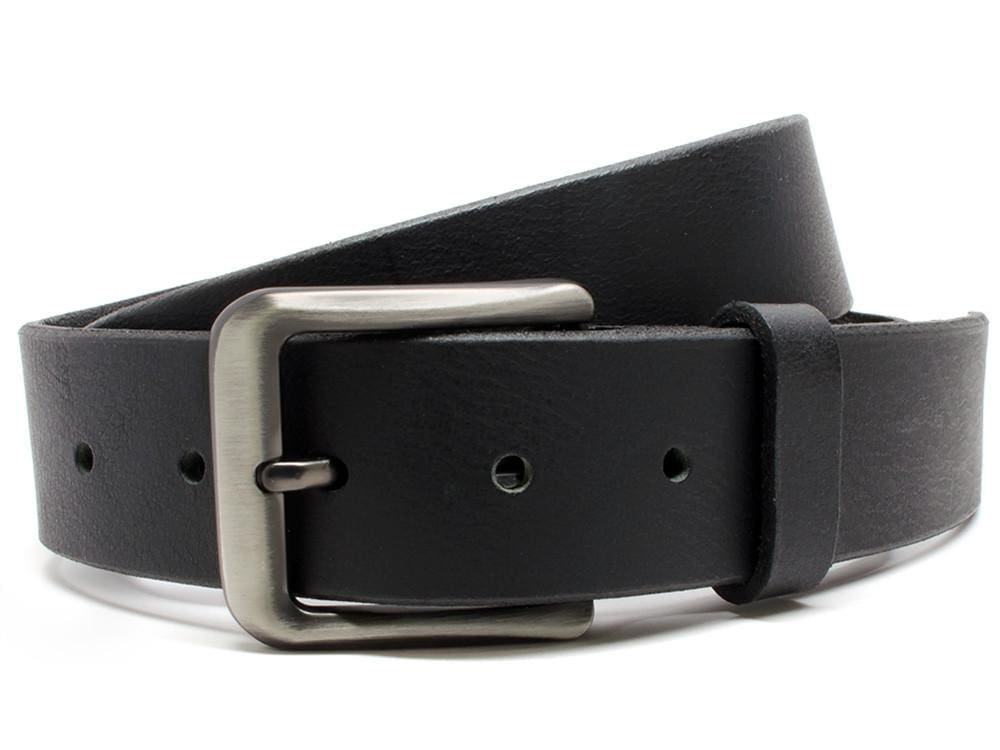 Image of black leather belt 1.5 inches wide | Smoky Mountain Black Belt By Nickel Smart® | hypoallergenic, nickel free buckle | full grain genuine leather