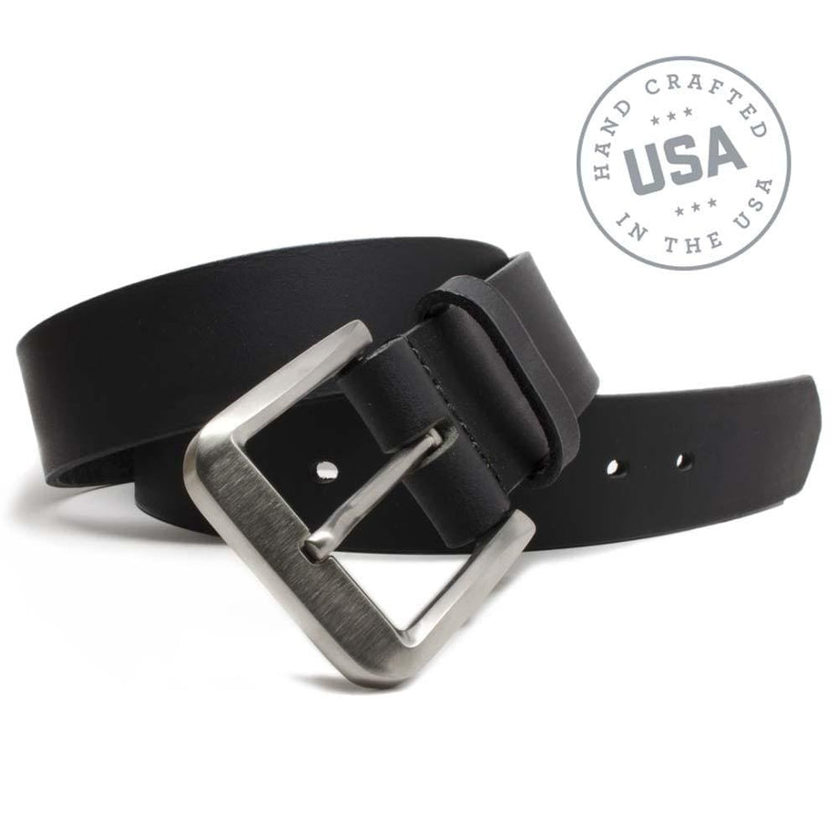 Smoky Mountain Titanium Black Leather Belt, Nickel-Free