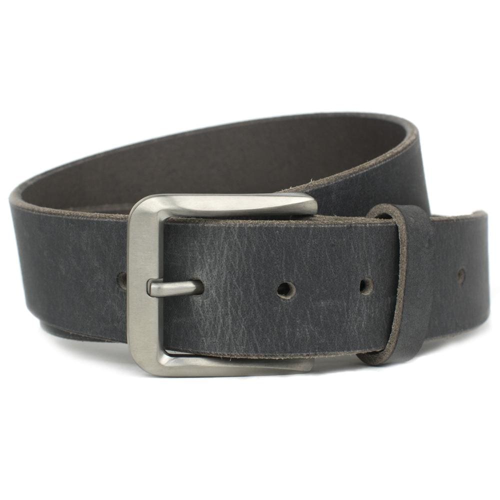 Smoky Mountain Titanium Distressed Leather Gray Belt by Nickel Smart® | distressed full grain leather, titanium buckle