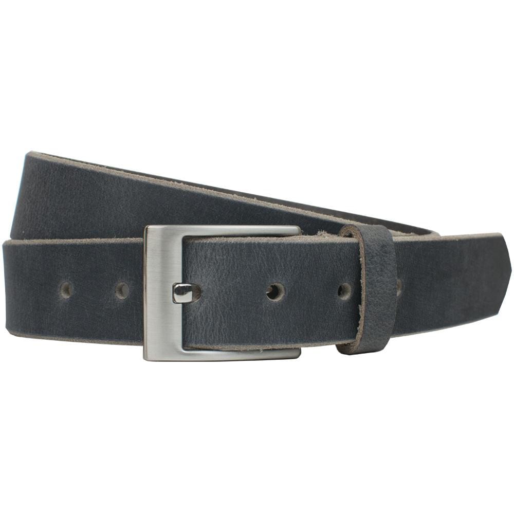 Square Wide Pin Distressed Leather Belt (Gray) by Nickel Smart® | nickel free, hypoallergenic, distressed
