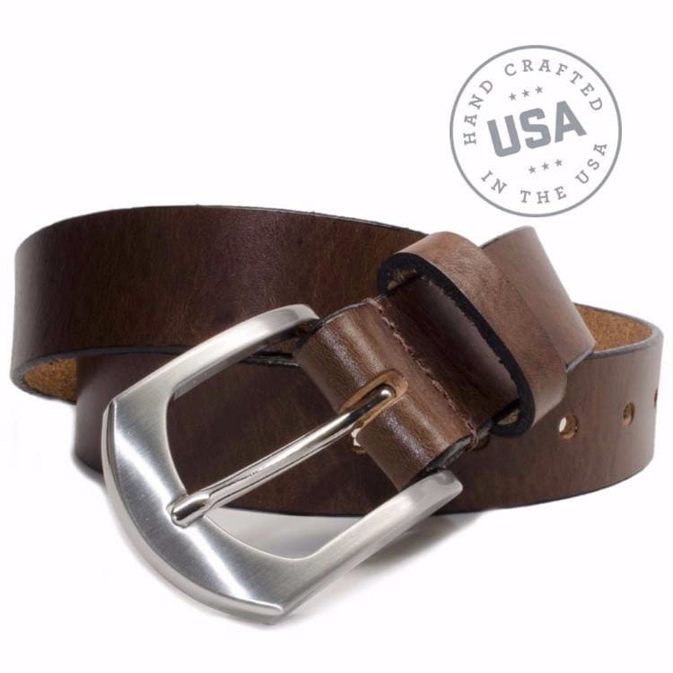 Image of Stone Mountain Brown Belt By Nickel Smart® | Nickel free, Hypoallergenic zinc buckle | Made in USA | Full Grain Leather