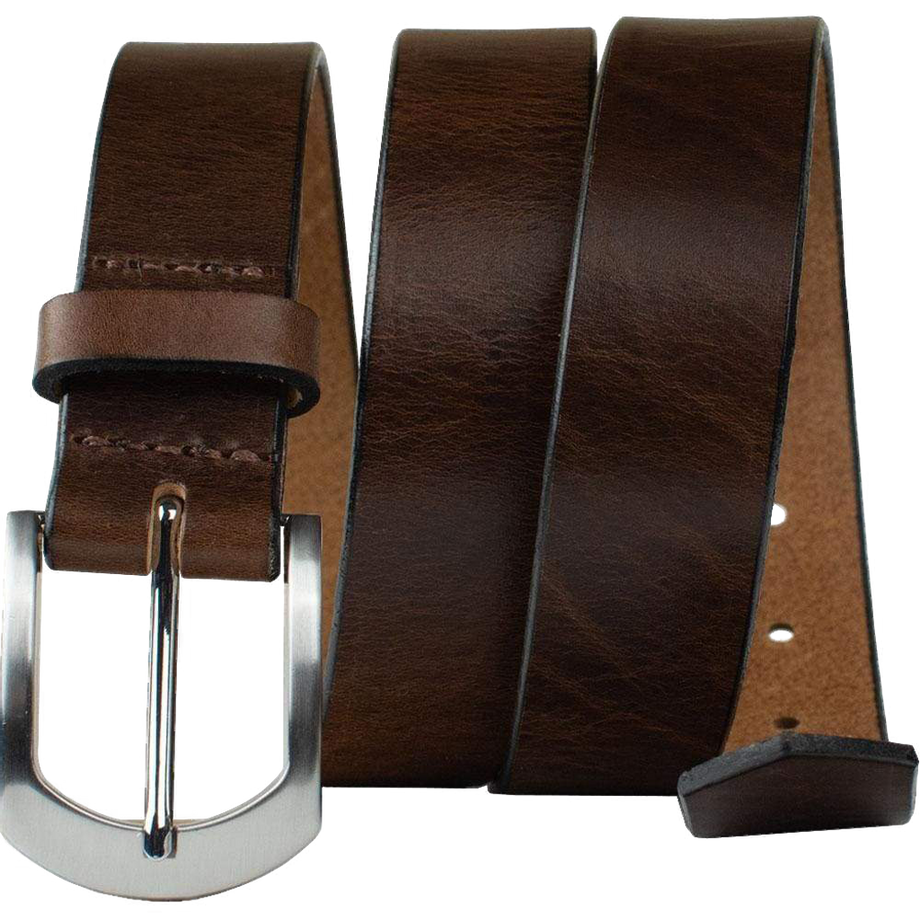Distressed Rose Belt - Hypoallergenic Women's Belt 40 inch / Distressed Brown / Zinc Alloy/Leather