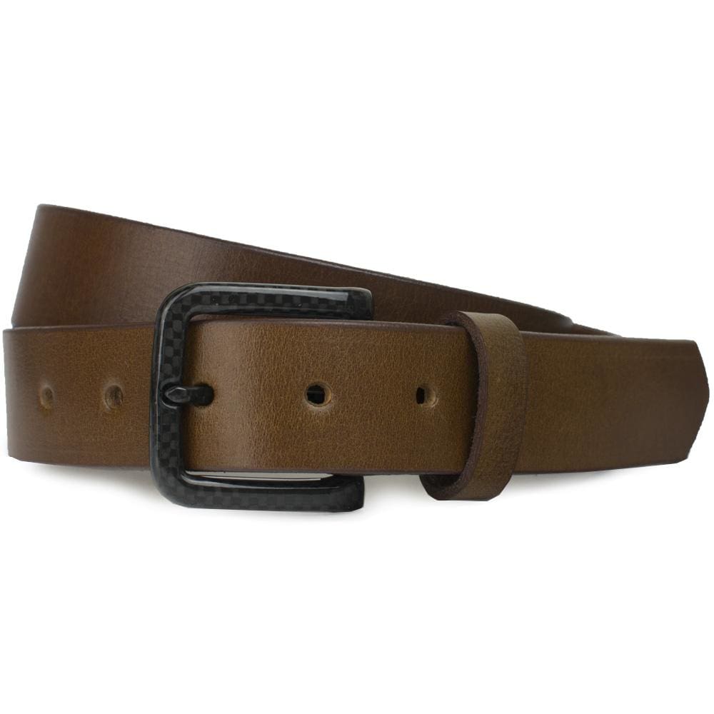 The Specialist Brown Belt by Nickel Smart® | carbon fiber buckle, full grain brown leather