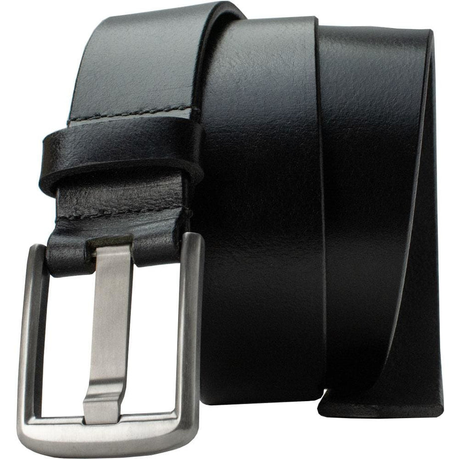 Titanium Wide Pin Black Leather Belt by Nickel Smart® | Work Belt